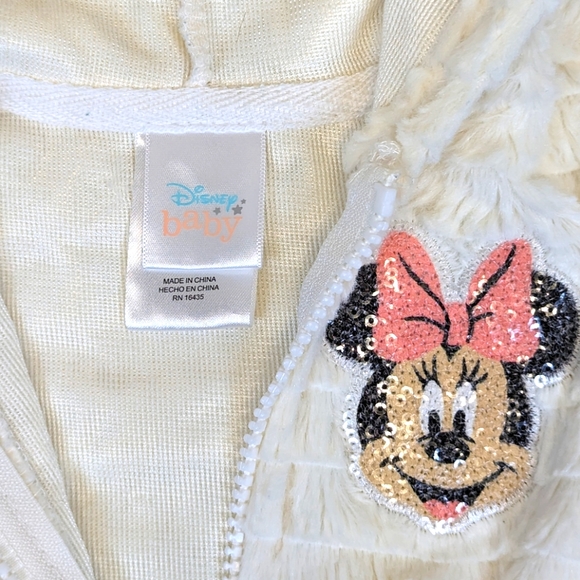 Disney Baby - Soft Minnie Mouse Fluffy Zip Hoodie with Ears and Pink Bow - Picture 4 of 6